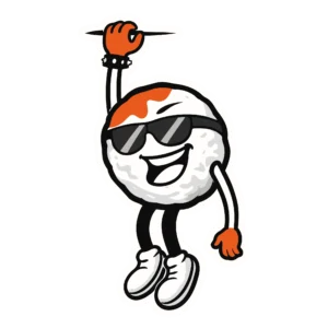 mascotte food boulett' pendue à une main